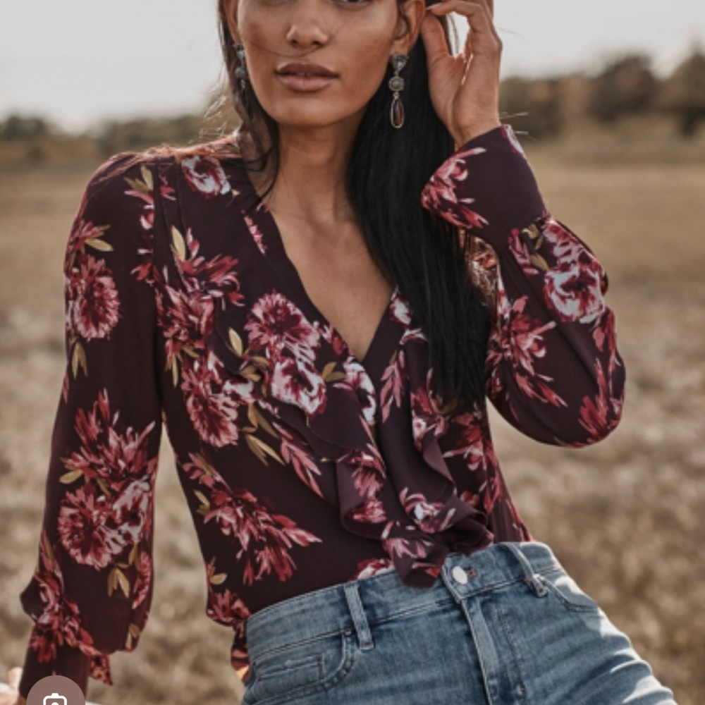 WhBM floral ruffle blouse in Dahlia - Picture 2 of 6